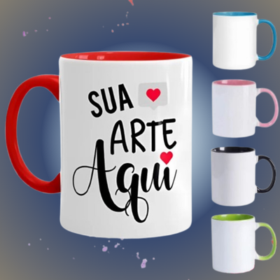 Caneca alça color personalizada em DTF - Nobre Comunicação Visual