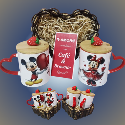 Kit presente, caneca casal coração, Nobre Comunicação Visual