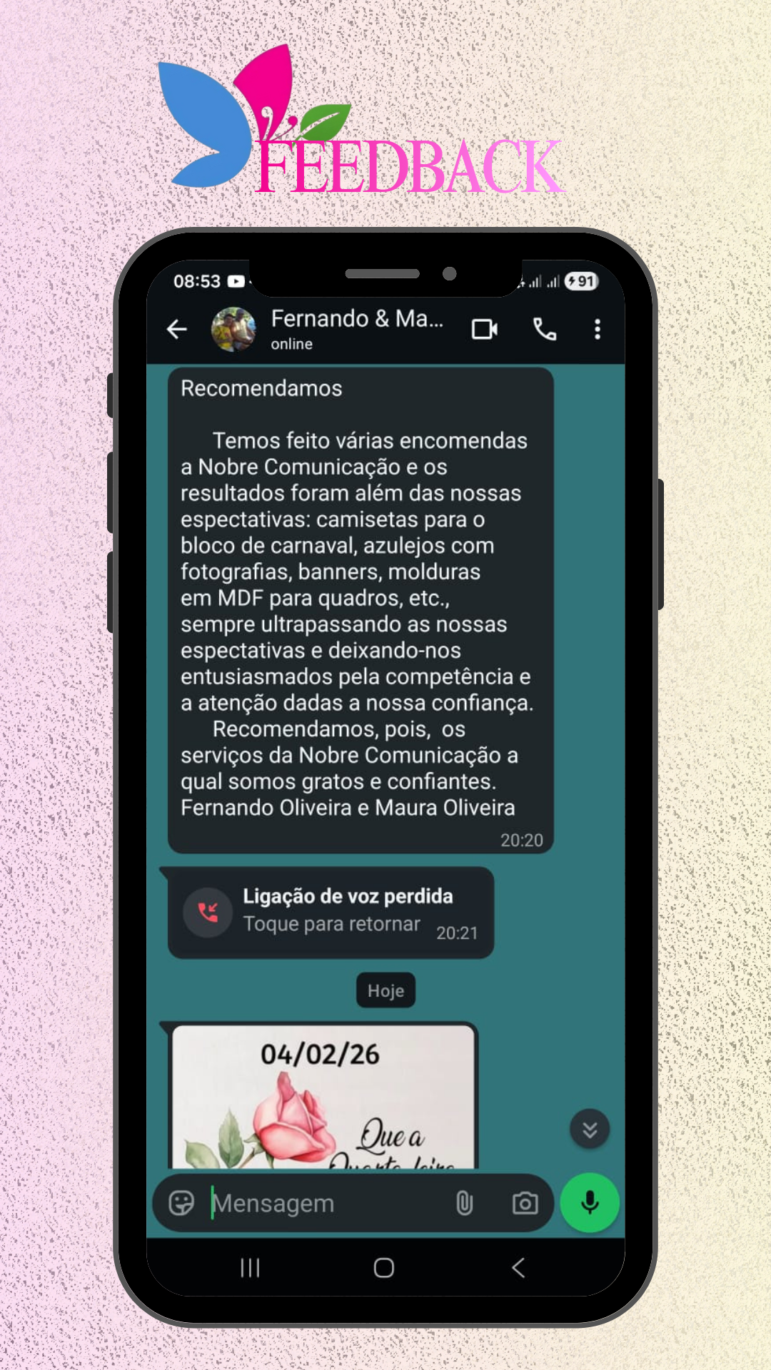 FEEDBACK - CLIENTE - NOBRE COM VISUAL