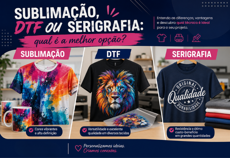 Sublimação, DTF ou serigrafia. Qual é a melhor opção