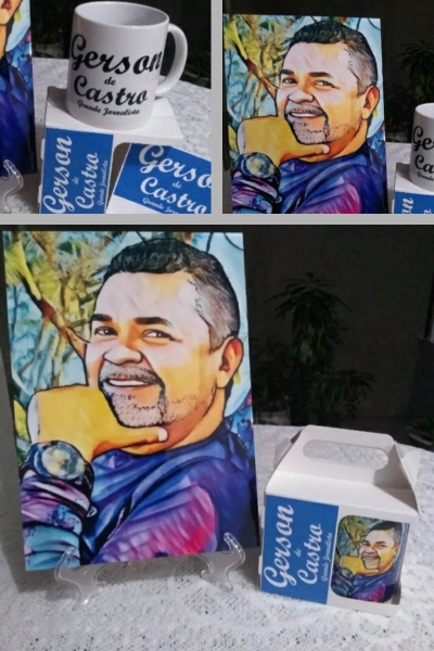 Kit azulejo+caneca Presente -  Nobre Comunicação Visual