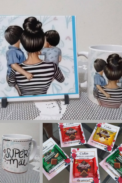 Kit azulejo+caneca Presente -  Nobre Comunicação Visual