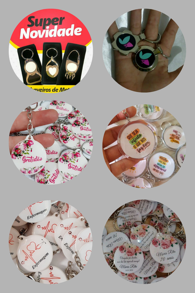 Chaveiro em acrílico personalizado com foto e frase – Nobre Comunicação Visual