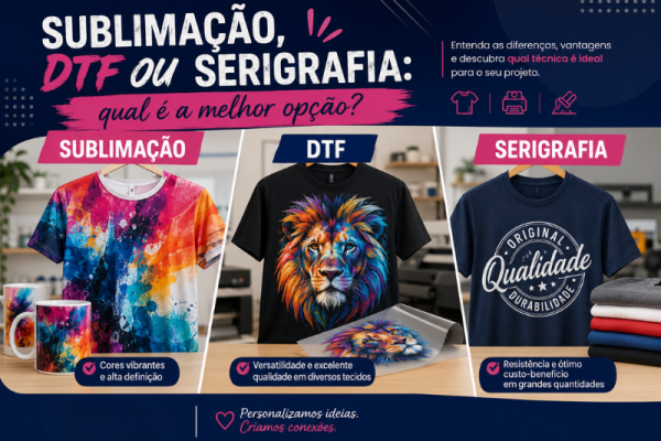 Sublimação, DTF ou serigrafia. Qual é a melhor opção